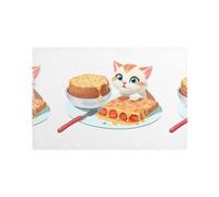 HYTTER The Little cat Seeing The Delicious Food Prints Placemats Set of 6 12x18in - Premium Quality Heat Resistant Table Mats for Dining Table Decor