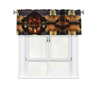 HYTTER The United States Capitol at Night Pattern Short Curtains with Valance Rod 54x18in, Light Filtering, Easy Installation for Kitchen, Bathroom, Laundry Room, Studio