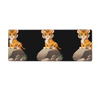 HYTTER Tiger cub on The Rock Printing Extra Large Mouse pad Mousepad Computer Office Gaming Keyboard Thickened Version 12x31.5in