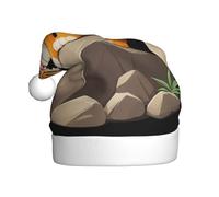 HYTTER Tiger cub on the rock Prints Christmas Hat for Adult Soft and Fluffy Brim, Lightweight Comfort