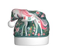 HYTTER Unicorn with pink hair Prints Christmas Hat for Adult Soft and Fluffy Brim, Lightweight Comfort