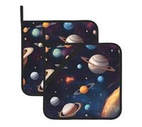 HYTTER Universe Galaxy Outer Space Printed Square Insulated Pot Holder Set of 2 8x8 in Anti-scalding and Heat-Insulating Waterproof
