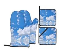 HYTTER White Clouds in The Sky Picture Oven Mitts and Pot Holders Sets for Kitchen Baking - Insulated, Thick, Durable, and Anti-Scalding