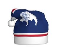 HYTTER Wyoming State Flag Prints Christmas Hat for Adult Soft and Fluffy Brim, Lightweight Comfort