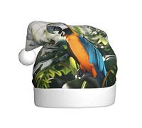 HYTTER Yellow Parrot Prints Christmas Hat for Adult Soft and Fluffy Brim, Lightweight Comfort