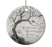 Hyturtle Dragonfly Memorial Ornament - Ceramic Remembrance Keepsake with Tree and Quote - Bereavement Sympathy Gift for Loss of Loved One - 3 Inch Christmas Ornament Memorial 5