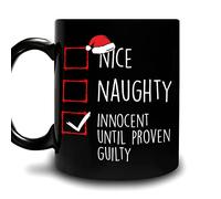 Hyturtle Funny Christmas Gifts For Men Women Son Daughter Girl Boy Kids Friend - Nice Naughty Innocent Until Proven Guilty 11oz Black Ceramic Coffee Tea Mug