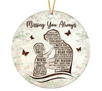 HYTURTLE My Dad in Heaven Ornaments, Missing You Always I Miss You Dad, Circle Ceramic Ornaments Daddy in Heaven, Gifts for Daughter Loss of Father, Memorial Ornaments for Christmas, 3' Inch