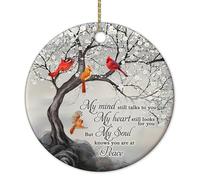 HYTURTLE My Mind Still Talks to You Cardinal Circle Ceramic Ornament - Memorial Christmas Ornament Gifts for Loss of Loved One in Heaven - Memorial Hanging Home Decorations Ornaments - 3' Inch