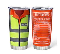 Hyturtle Personalized Electrician Coffee Tumbler Nutrition Facts Travel Mug With Lid For Electricians Dad Engineer Engineering Mug Stainless Steel Insulated Mug For Him