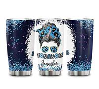 Hyturtle Personalized Gifts For Diabetic Type 1 Diabetes Awareness Warrior Survivor Fighter - Birthday Christmas - Diabadass Messy Bun Diabetes Ribbon Custom Name 20oz Stainless Steel Tumbler