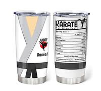 Hyturtle Personalized Karate Stainless Steel Tumble Gifts For Men Funny Saying Nutrition Facts Coffee Cup With Lid Black Belt Martial Arts Gift For Instructor Insulated Travel Mug Karate Uniform