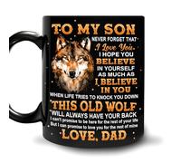 Hyturtle Wolf Mug To My Son Mug from Dad - To My Son Never Forget That I Love You 11oz 15oz Black Ceramic Coffee Tea Mug - Gifts For Men - Sons From Dad On Birthday Christmas