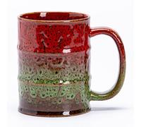 HYTYSKAR 20 Oz Coffee Cups-Beer Mug, Large Ceramic Coffee Mugs, Handmade Pottery Mug, Tea Cups with Handle for Office and Home, Dishwasher and Microwave Safe (Red & Green)