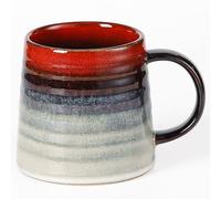 HYTYSKAR Large Ceramic Coffee Mugs, Handmade Pottery Mug, Tea Cups with Handle for Office and Home, 16 oz, Dishwasher and Microwave Safe (Ink Red)