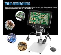 Hyuduo 1200X Continuous Amplification Magnifier Digital Microscope, 7-inch 12 Megapixel LCD Display, 16 Language Systems, 2 Fill Lights, Angle Adjustable,Microscope, with Bracket, for (with battery)