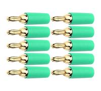 Hyuduo 2.5 Mm Banana Connector Connection with 10 Male Plugs, Safe and Reliable for 30 V-exchange Current/60 V-DC, for Audio and Test Devices, plated Brass Material (Green)