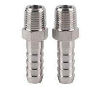 Hyuduo 2-Pack 1/4 Inch Stainless Steel Air Hose Quick Connector - BSPT Male Thread Barb Fitting for 6mm 8mm 10mm Pneumatic Hoses, Compressed Air System Fittings