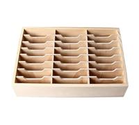 Hyuduo 24 Grid Wooden Desktop Storage Box, Pine Wood Organizer with 31x19x10cm Compact Size for Office School Industrial Parts Storage