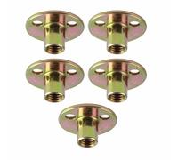 Hyuduo 5 Pcs Flange Nut Tee Nut T M6 M8 M10 Galvanized Iron 3 Hole Round Base with One-Piece Molded Flange for Furniture Fixing and Connection (M10)