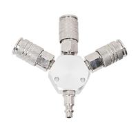 Hyuduo Aluminum Alloy Air Splitter 1/4 Inch NPT Male Thread, Quick Connector, Self Locking, High Hardness, Strong Sealing, European Universal Female Connectors, Suitable for Connecting