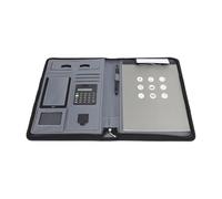 Hyuduo Business Portfolio,8000mAh Power Bank,Wireless Charging | Padfolio, PU Leather,A4 Notepad,Calculator,3-in-1 Cable,Meeting and Travel Use,Smartphone Charging