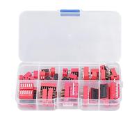 Hyuduo DIP Switch Assorted Kit 40PCS 2.54mm PCB Mount Slide Type Red On Off Switch with Storage Box for Circuit Boards Projects and Electronic Components