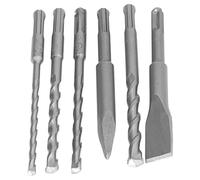 Hyuduo Drill Bit Set, 6pcs 40CR Carbide Drill Bit Chisel Set 6mm 8mm 10mm 12mm with Point and Flat Chisel, Spiral 2 Flute Rapid Cutting for Brick Concrete Masonry Users