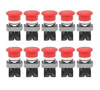 Hyuduo Emergency Stop Push Button Switch 10A 240V Normally Close with Alloy Silver Contacts for Electronic Electromagnetic Starters Contactors Relays