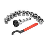 Hyuduo ER32 Collet Chuck Set with the MT3-ER32 Rod, High Machining Tool for Molding, Locking Device for Tightening Tools, 1 Pc Rod and 11pcs Chuck Included, a Small Body with Stable Performance
