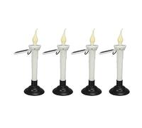 Hyuduo Flickering LED Tapered Candlestick 4 Solar Powered Candles with Automatic Dusk to Dawn Sensor Black Holders for Outdoor Garden Patio Wedding Decor