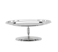 Hyuduo Footed Dessert Serving Tray, Stainless Steel Display Plate with Elegant Pedestal Base for Ice Cream Salad Cake Fruit Use At Home or Parties