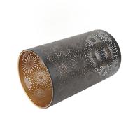 Hyuduo Hollow Metal Lamp Shade for E27 E26 Table Lamps - Modern Iron Carved Design with Detachable Cover, Straight Round Pattern, Stylish Home Lighting Decor