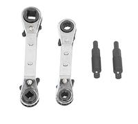 Hyuduo HVAC Service Wrench, Double Headed Refrigeration Ratcheting Wrench Tool Set for Air Conditioner Repair, Stainless Steel 3/8in to 1/4in 5/16in to 1/4in with Adapters