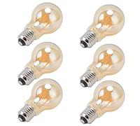 Hyuduo LED Bulb, 6 Pack 4W E26 Amber Glass, Flicker-Free Long-Life Filament