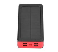 Hyuduo LED Solar Power Bank, 30000mAh Solar Charger Power Bank with 4 USB Outputs, Dual Micro Type C Input, 3 Light Modes, Plastic Portable Charger for Camping Hiking Travel