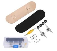 Hyuduo Mini Finger Skateboards 5 Layer Maple Wood Fingerboard with Fully Closed Bearing Wheels and PU Pad for Stress Relief Trick Training (Black)