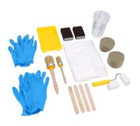 Hyuduo Paint Brush and Roller Set Furniture Painting Supplies with 6-Piece | Includes 2 Round Brushes, 2 Foam Mini Rollers, 1 Paint Tray Liner, 4 Mixing Cups, Dust Cover, 2 Glove Pairs, High-density