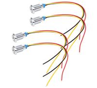 Hyuduo Pre Wired Round LEDs, Brass Chrome Plated Dual Color Indicator Lights, 10mm, 3-6V for Motorcycle and Dash Light Applications (Red Yellow)