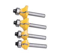 Hyuduo Router Bit Set 1/4in Shank 4Pcs Round Over Flush Trim Kit for Woodworking Creates Smooth Edges on Plywood Hardwood Softwood Compact Lightweight Tool