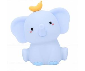 Hyuduo Silicone Light USB Rechargeable Tap Control Adorable Elephant Night Light Bedside Soft Warm Glow Silicone Lamp for Kids Room Nursery (Blue)