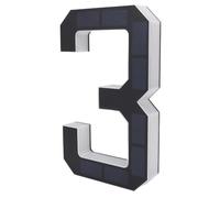 Hyuduo Solar Lighted Address Number 3 Solar Powered LED Illuminated House Number with Auto Light Sensor IP44 for Home Hotel Shop Wall