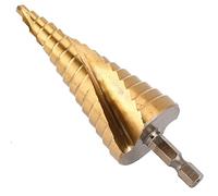 Hyuduo Step Drill Bit, High Speed Steel Hole Cutter Tool with Hex Handle, X Shaped Tip, Clear Size Scale, Multi Size Drilling for Wood Metal Plastic, Users and Workshops (4mm~20mm)