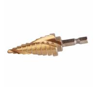 Hyuduo Step Drill Bit, High Speed Steel Hole Cutter Tool with Hex Handle, X Shaped Tip, Clear Size Scale, Multi Size Drilling for Wood Metal Plastic, Users and Workshops (4mm~22mm)