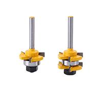 Hyuduo Tongue and Groove Router Bits Set, C3 Micro- Tungsten Carbide Cutters, Solid Hardened Steel Bodies with Anti-Kickback Design, for Hand Making Drawer or Woodworking