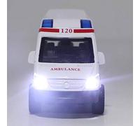 Hyuduo Toy Car Alloy Toy Car Ambulance Model 1 32 Scale with Light and Whistle Pull Back Action Parent Child Play for Kids Age 3 and Up Blue or Red 12.5 Cm (Red)