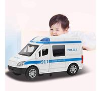 Hyuduo Toy Car Alloy Toy Car Ambulance Model 1 32 Scale with Light and Whistle Pull Back Action Parent Child Play for Kids Age 3 and Up Blue or Red 12.5 Cm (Blue)