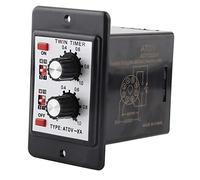 Hyuduo Twin Channel Timer Relay On Off Knob Control Time Switch for Short Period Repeat Cycle Intermittent Interval Timer with 24-Hour Day Night Function