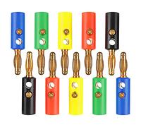 Hyuduo U54 Banana Plug, Gold Plated 4mm Lantern Shape with Fixed Screws, for Electricity Numerical Test, Red Black Yellow Green Blue