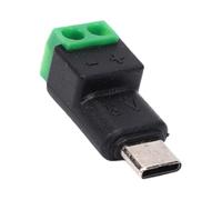 Hyuduo USB C Male to 2 Pin Terminal Connector for Power Charging | Screw Terminal Design, Plastic Brass Construction, Compatible with Phone Tablet Speaker LED Light Home Appliance